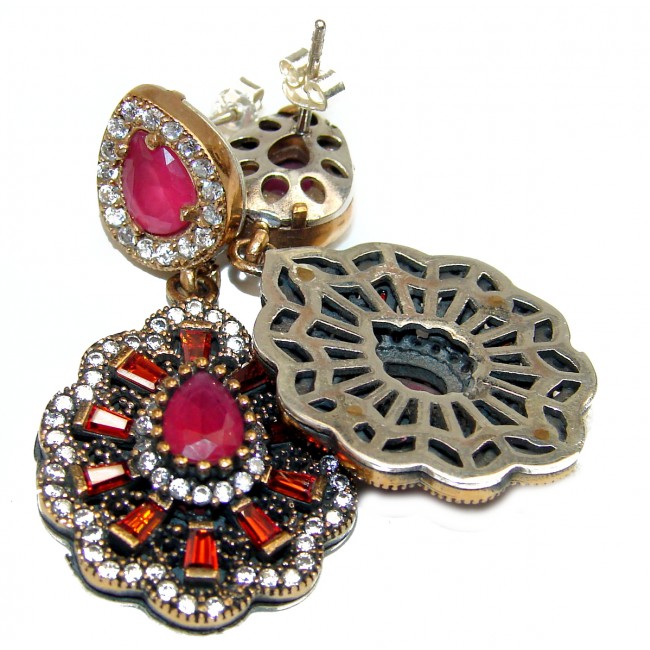 Victorian Beauty Ruby .925 Sterling Silver handcrafted earrings