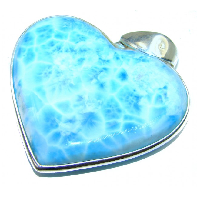 56.8 grams! Large Angel's Heart amazing quality Larimar .925 Sterling Silver handmade pendant