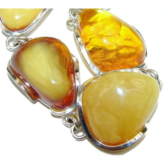 Beautiful Golden Butterscotch Amber .925 Sterling Silver handcrafted Bracelet