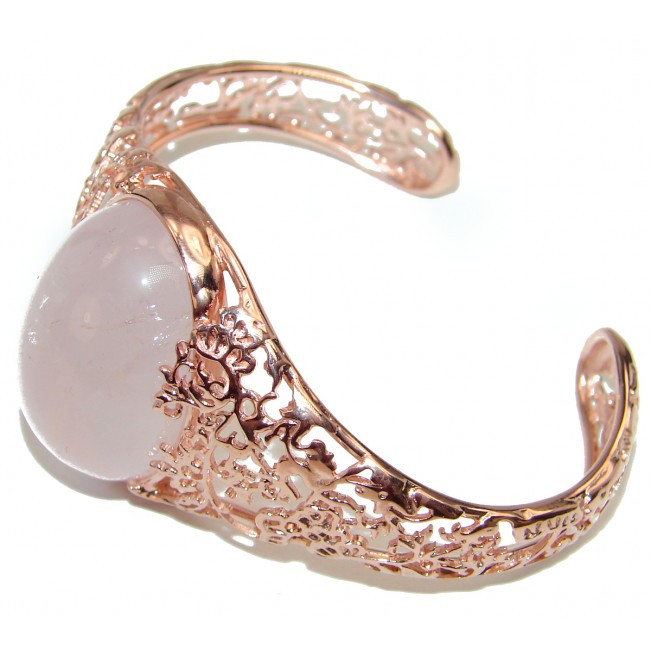 Incredible Genuine 45.2CTW Rose Quartz Rose quartz .925 Sterling Silver handcrafted Bracelet / Cuff
