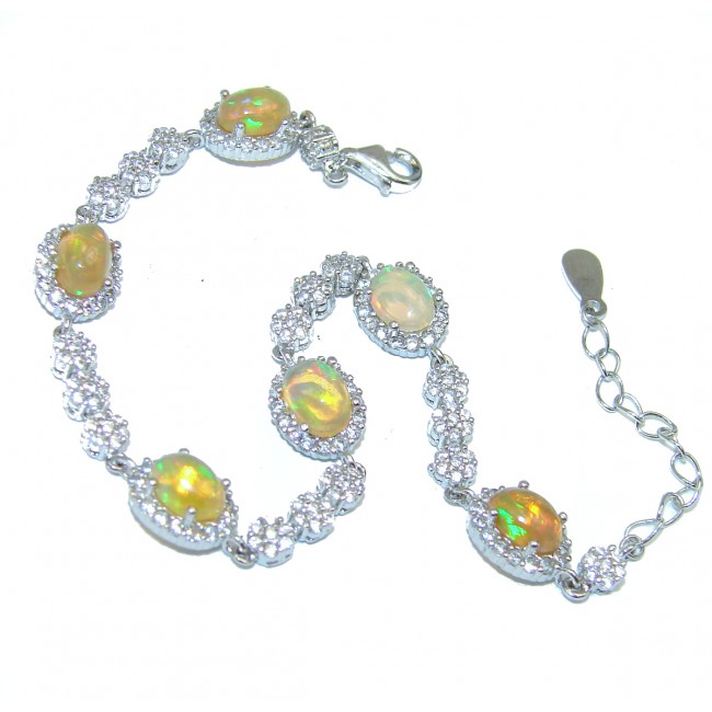 Precious Ethiopian Opal .925 Sterling Silver Tennis Bracelet