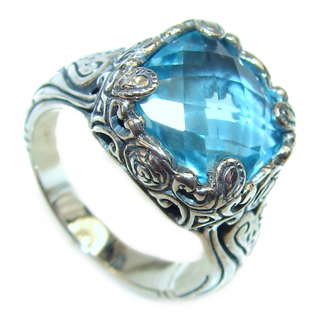 Swiss Blue Topaz .925 Sterling Silver handmade Ring size 6 1/4