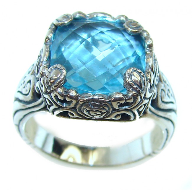 Swiss Blue Topaz .925 Sterling Silver handmade Ring size 6 1/4