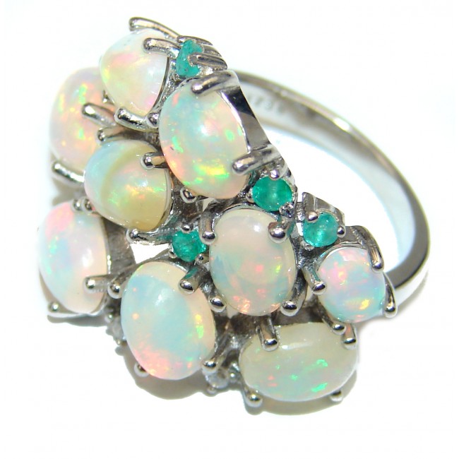 Precious 14.5 carat Ethiopian Opal .925 Sterling Silver handcrafted ring size 7