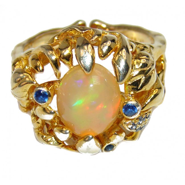 Precious 6.5 carat Ethiopian Opal .925 Sterling Silver handcrafted ring size 7