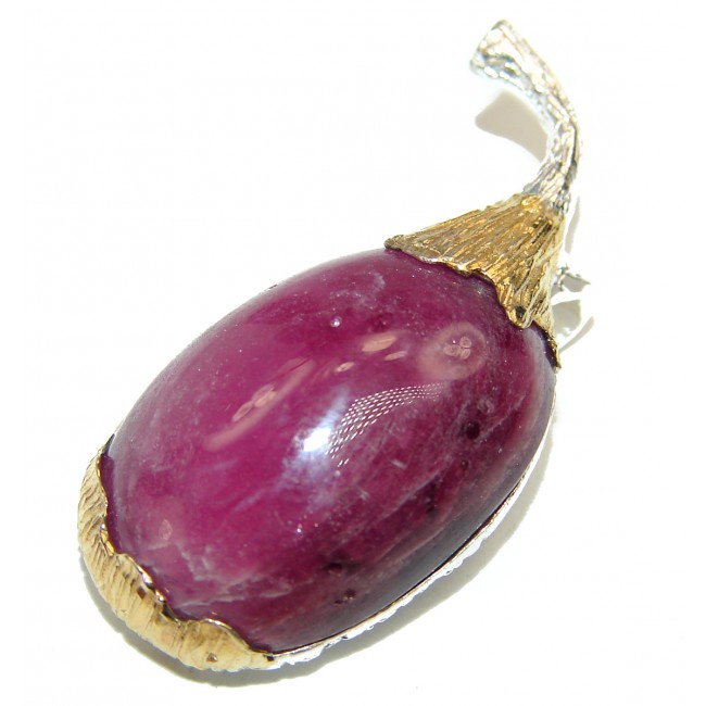 Deluxe Ruby 2 tones .925 Sterling Silver handmade Pendant