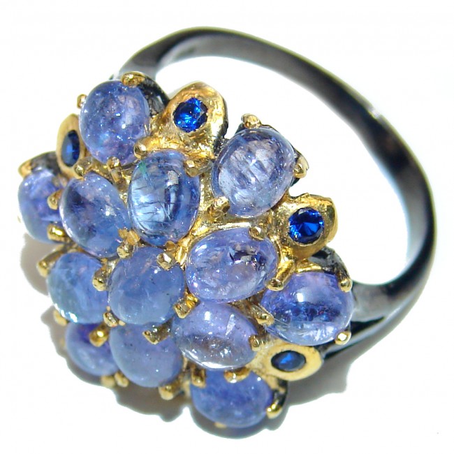 Bouquet of Flowers Authentic Tanzanite .925 Sterling Silver handmade Ring s. 8