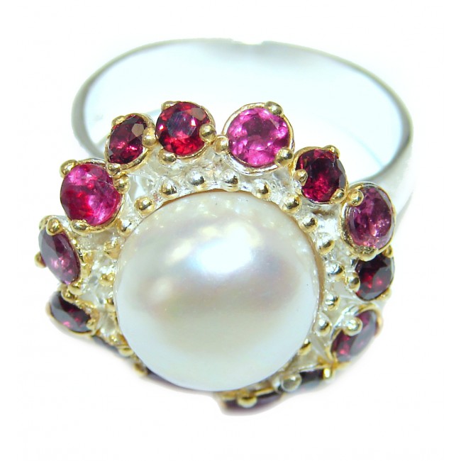 Natural Pearl .925 Sterling Silver handcrafted Ring s. 9