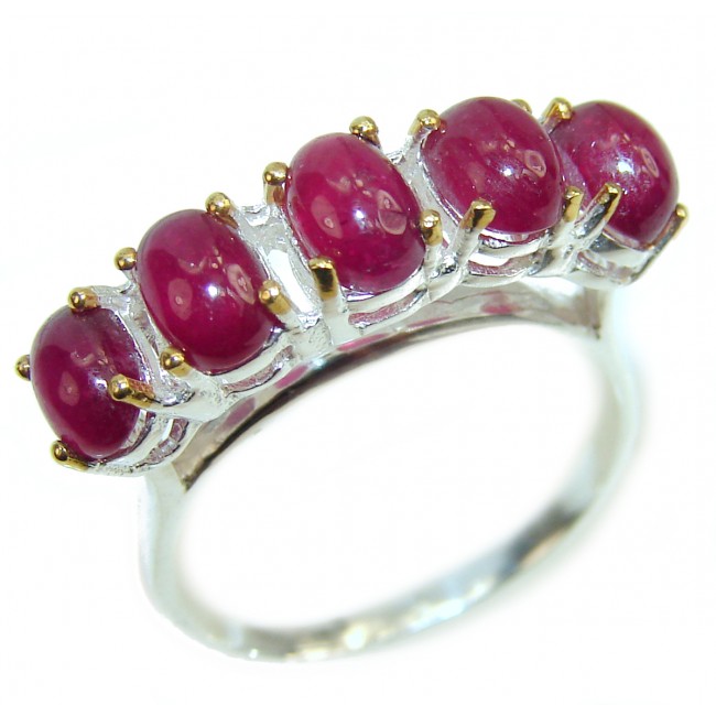 Red Ruby .925 Sterling Silver handmade Cocktail Ring s. 8