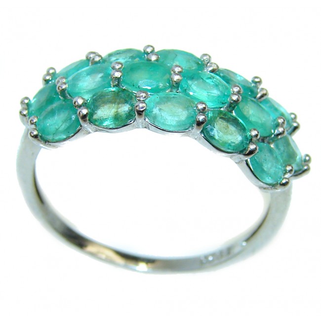 Natural Emerald .925 Sterling Silver handcrafted Ring s. 9