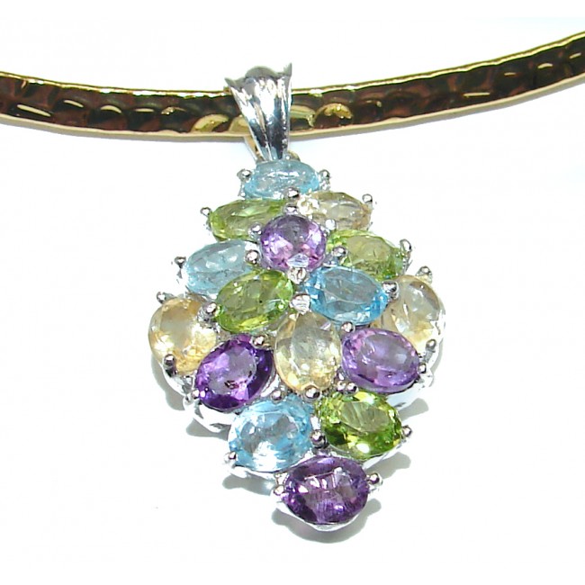 SPECTACULAR Fusion MultiGEM .925 Sterling Silver handcrafted necklace