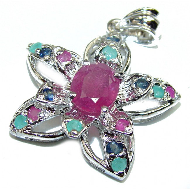 Spectacular Red Ruby .925 Sterling Silver handcrafted Pendant