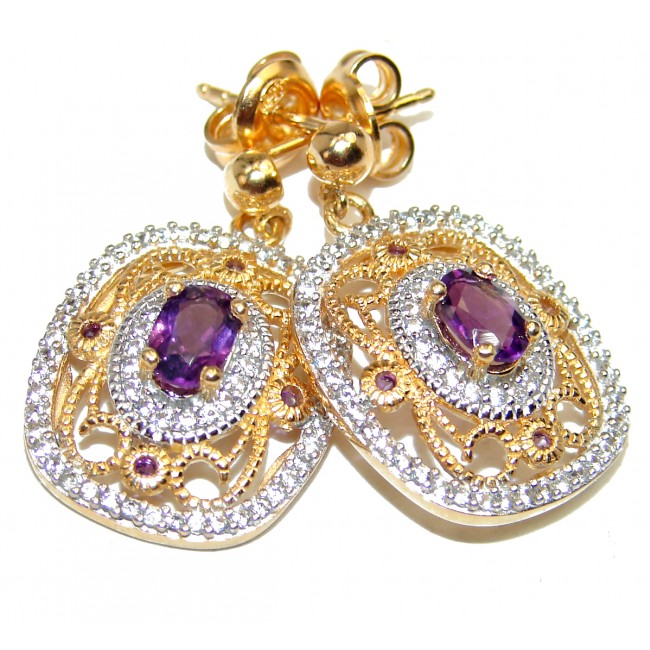 Sublime Amethyst 14K Gold over .925 Sterling Silver handmade earrings