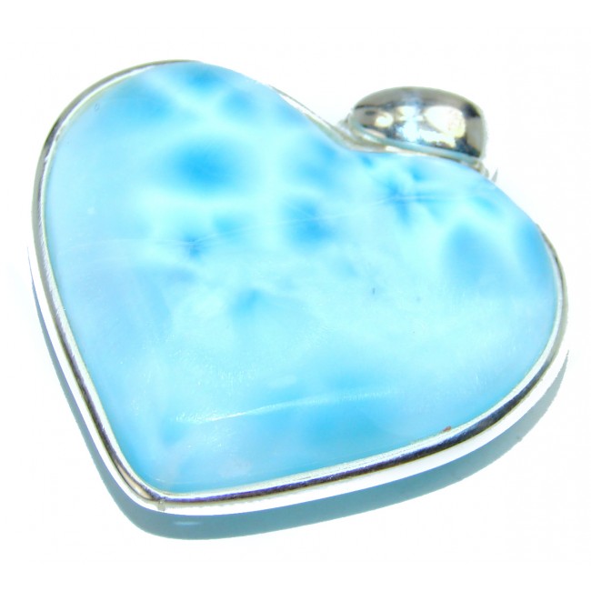 21.3 grams! Large Angel's Heart amazing quality Larimar .925 Sterling Silver handmade pendant