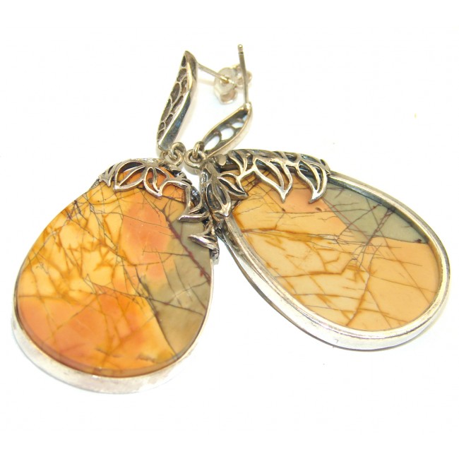 Great Butterfly Wing Jasper .925 Sterling Silver Boho handmade earrings