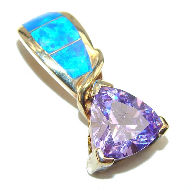 Cubic Zirconia Opal .925 Sterling Silver LARGE Pendant
