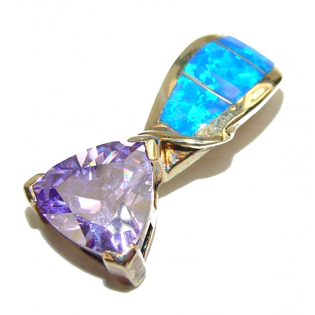Cubic Zirconia Opal .925 Sterling Silver LARGE Pendant