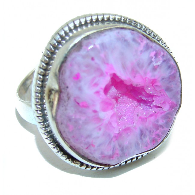 Amazing Crystal Druzy Sterling Silver Ring s. 7 1/2