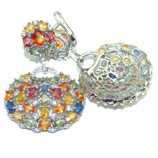 Incredible quality multicolor Sapphire .925 Sterling Silver handcrafted earrings