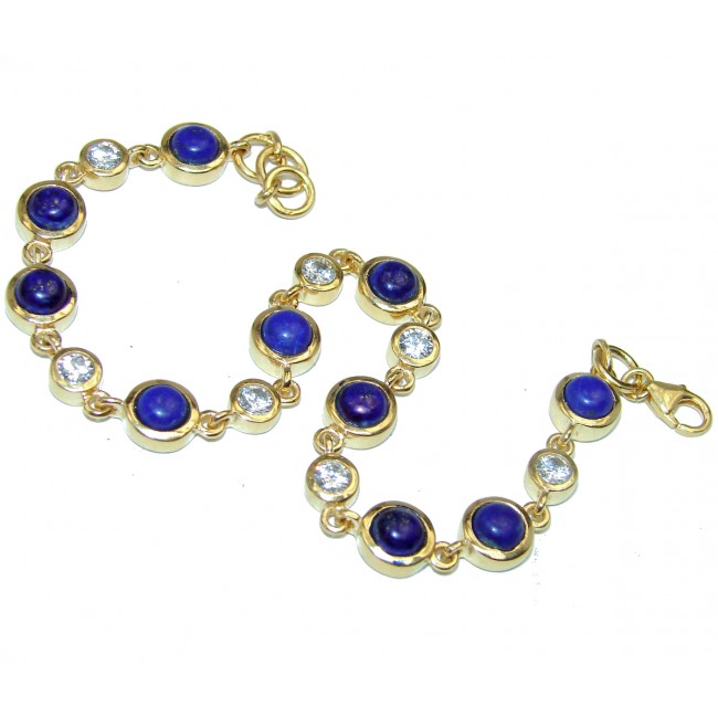Flawless authentic Lapis Lazuli Gold over .925 Sterling Silver Bracelet