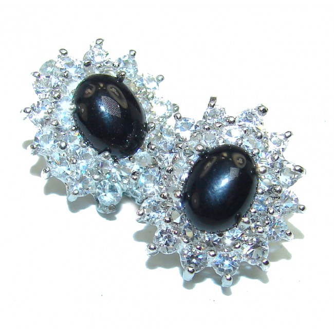 Egyptian Night natural Sapphire .925 Sterling Silver earrings