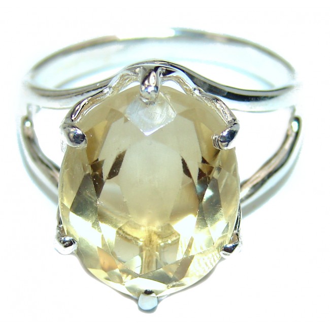 Vintage Style Citrine .925 Sterling Silver handmade Ring s. 9 3/4