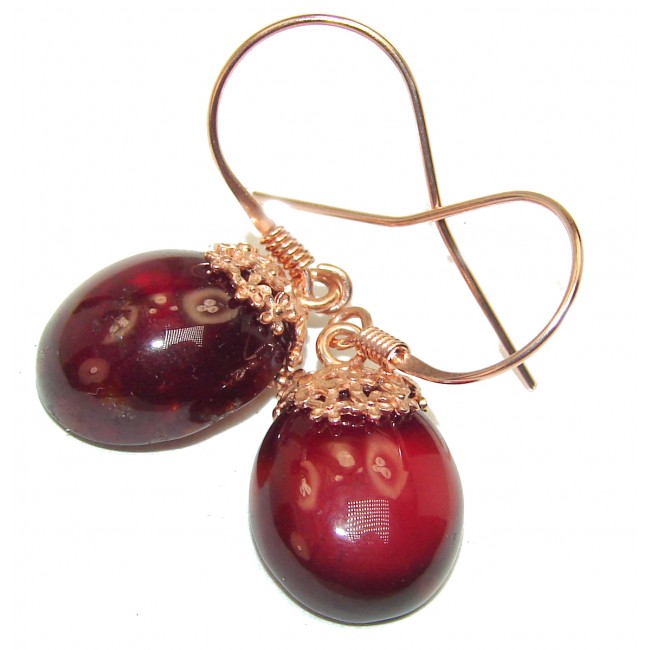 Authentic 9.5ct deep red Garnet 14K Gold over .925 Sterling Silver handmade earrings