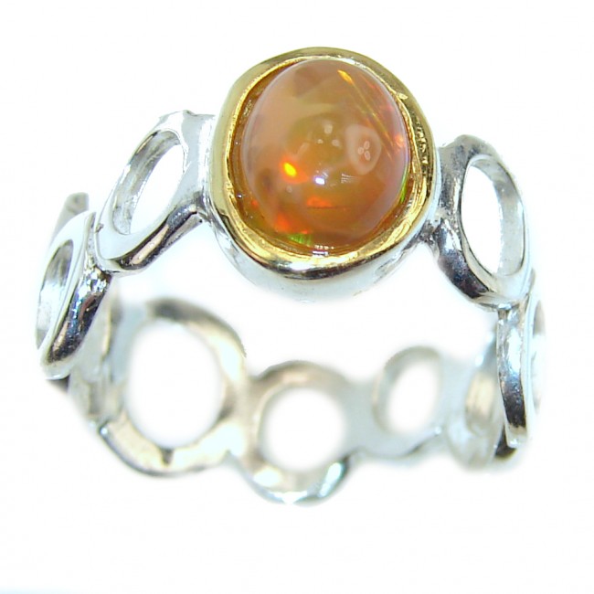 Excellent quality Mexican Opal .925 Sterling Silver handcrafted Ring size 4 3/4