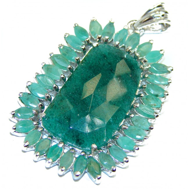 Gabriella Deluxe Emerald .925 Sterling Silver handmade LARGE Pendant