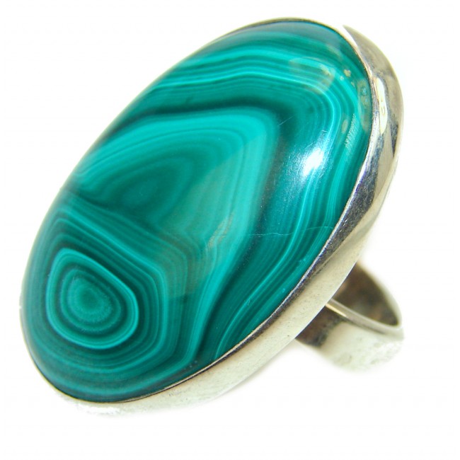 Green Beauty Malachite .925 Sterling Silver handcrafted ring size 8 1/4