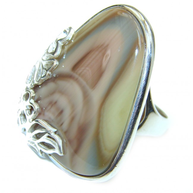 BOHO STYLE Genuine Imperial Jasper .925 Sterling Silver handcrafted ring s. 7 1/2