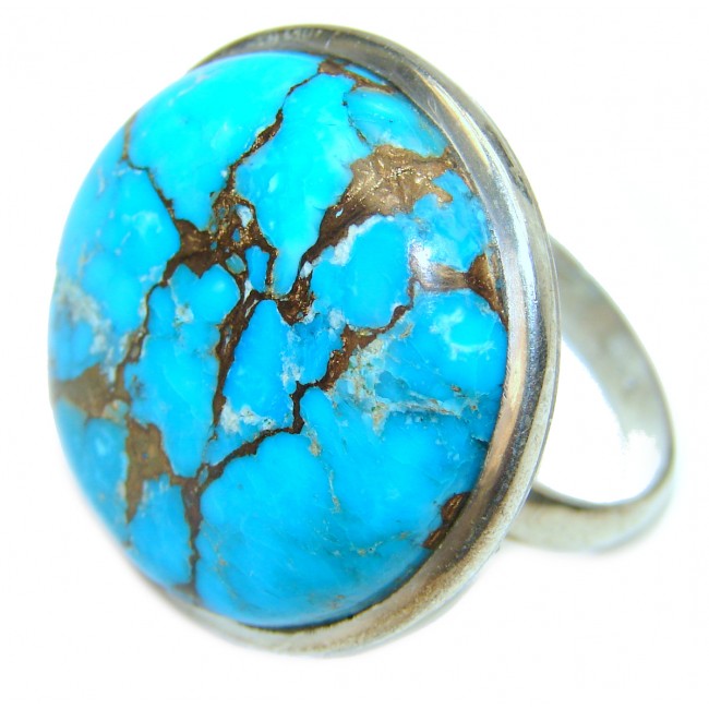 Copper Turquoise .925 Sterling Silver ring; s. 10