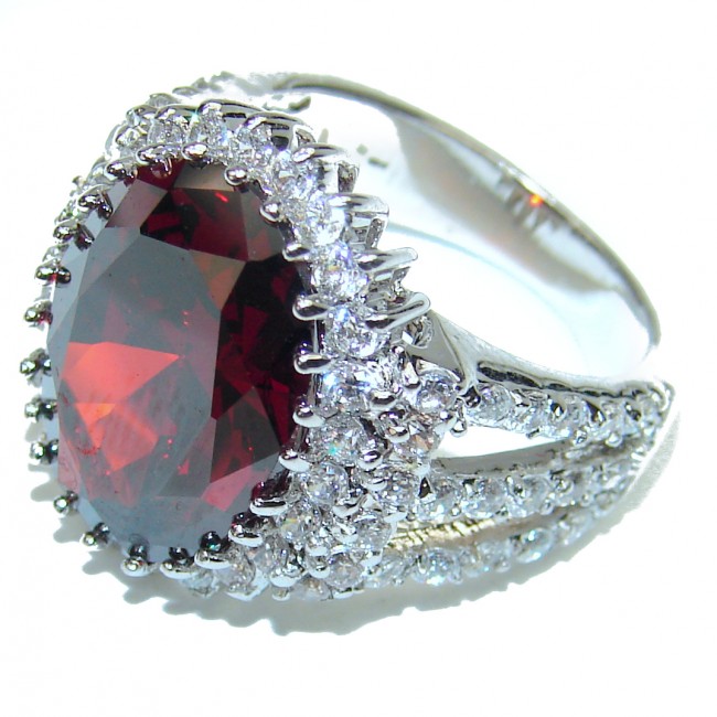 Authentic Red Topaz .925 Sterling Silver ring s. 6
