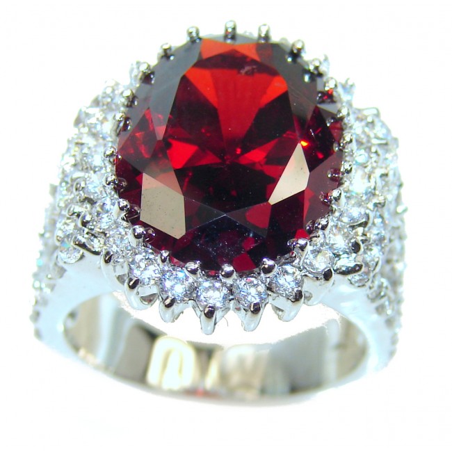 Authentic Red Topaz .925 Sterling Silver ring s. 6