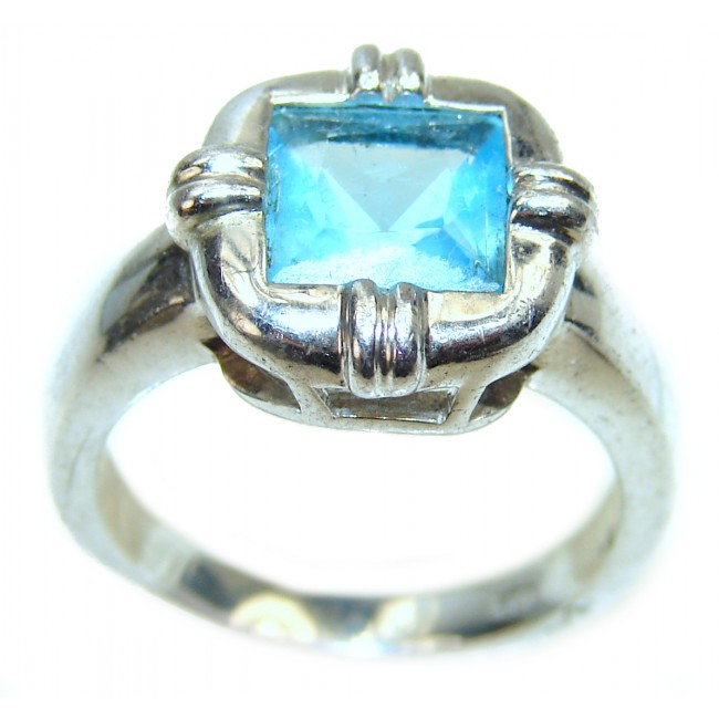 Swiss Blue quartz .925 Sterling Silver handmade Ring size 8 1/4