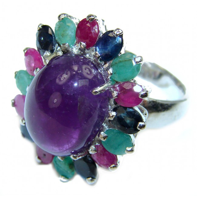 Purple Beauty 20.5 carat authentic Amethyst .925 Sterling Silver Ring size 7 3/4
