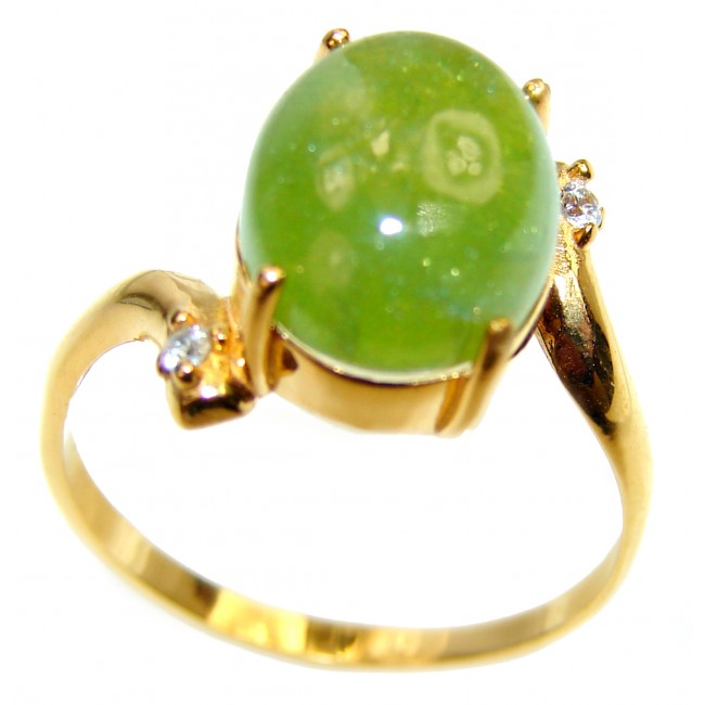Authentic 8.5ctw Green Tourmaline Yellow gold over .925 Sterling Silver brilliantly handcrafted ring s. 9 3/4