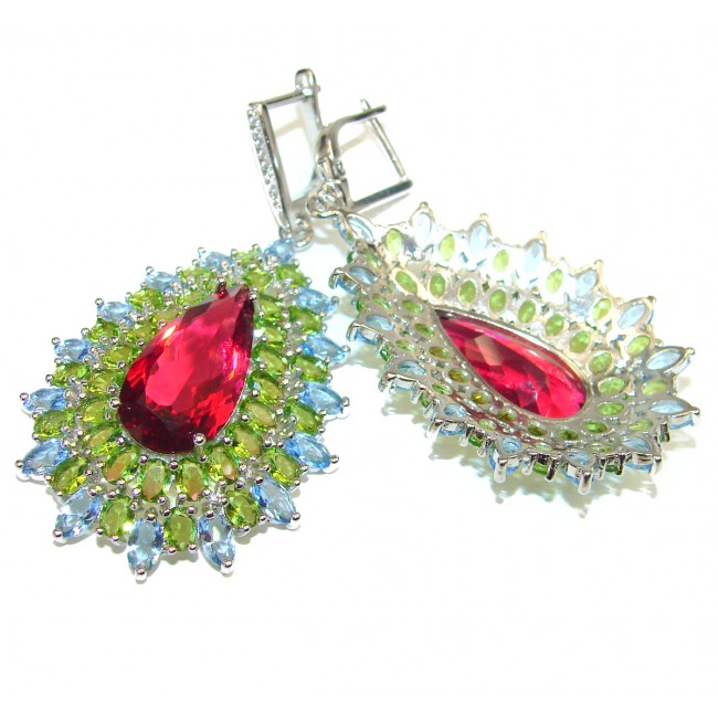 Incredible quality multicolor Topaz .925 Sterling Silver handcrafted earrings