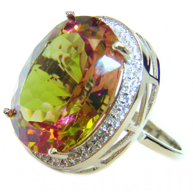 Most incredible Alexandrite .925 Sterling Silver handmade Cocktail Ring s. 9