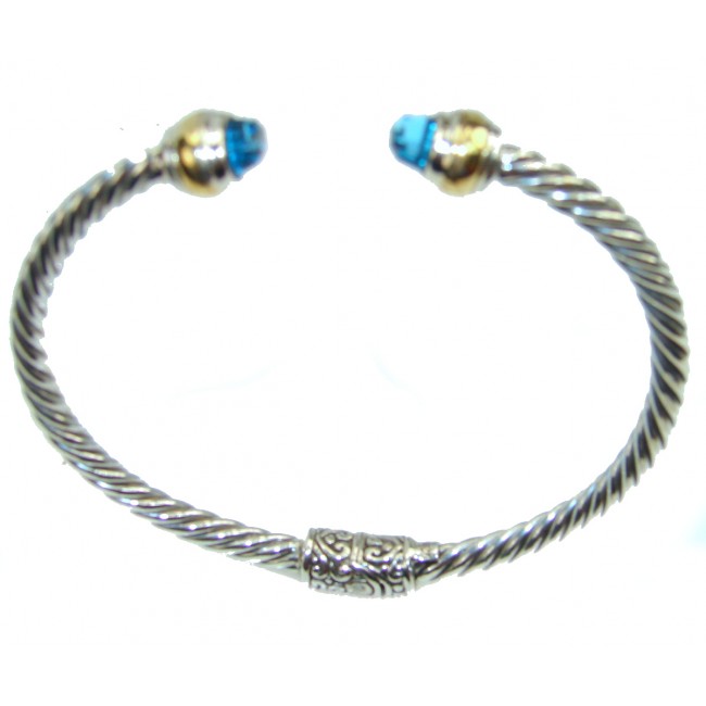 Enchanted Beauty Swiss Blue Topaz 18K Gold over .925 Sterling Silver Bracelet / Cuff