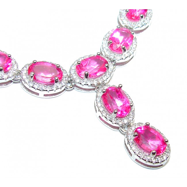 Princess Charm Oval cut Pink Topaz .925 Sterling Silver handcrafted necklace