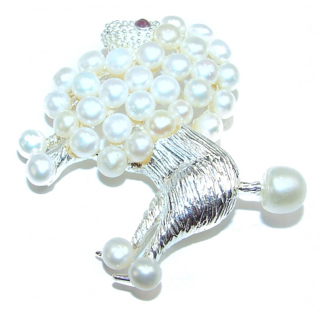 Poodle Pearls .925 Sterling Silver handmade Brooch