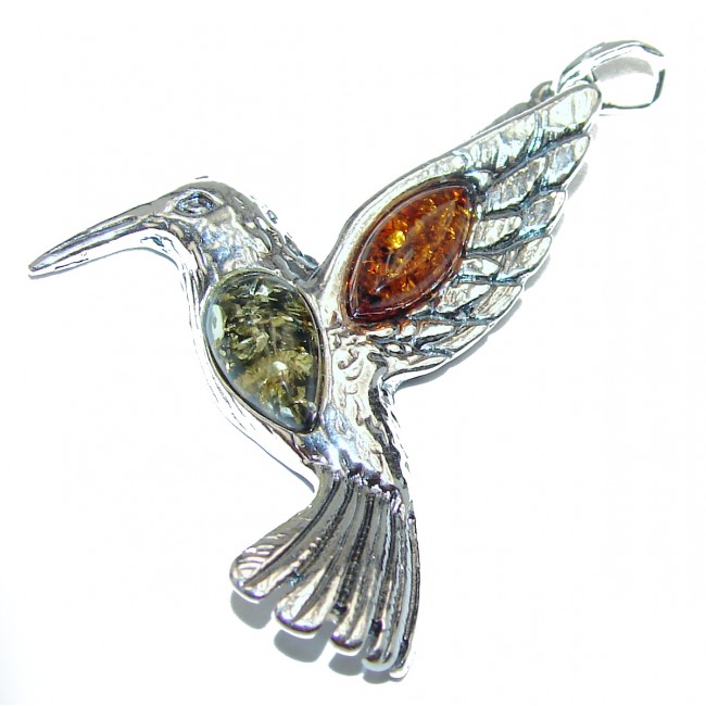 Summer Bird Amber .925 Sterling Silver handmade Pendant