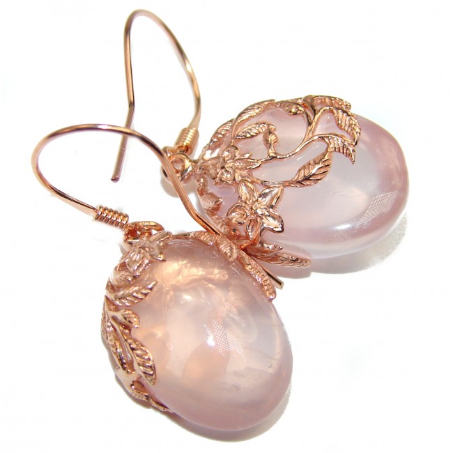 Juicy Authentic Rose Quartz 18K Rose Gold over .925 Sterling Silver handcrafted earrings