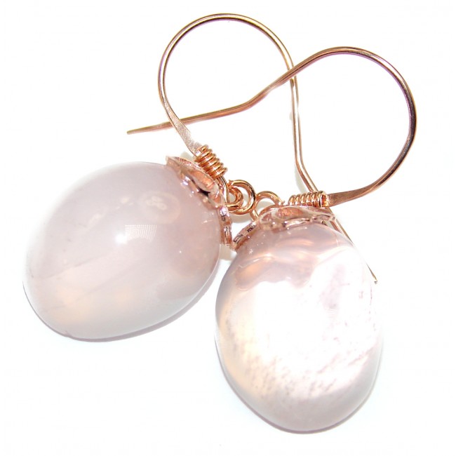 Juicy Authentic Rose Quartz 18K Rose Gold over .925 Sterling Silver handcrafted earrings