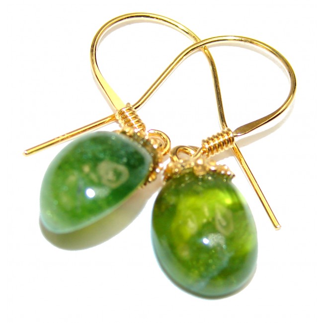 Amazing authentic Green Tourmaline 14K Gold over .925 Sterling Silver earrings