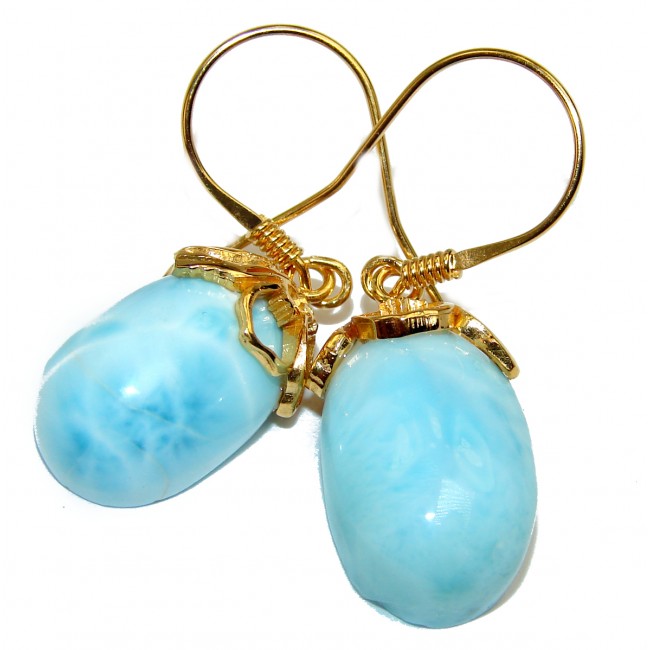Blue Larimar 14k Gold over .925 Sterling Silver earrings