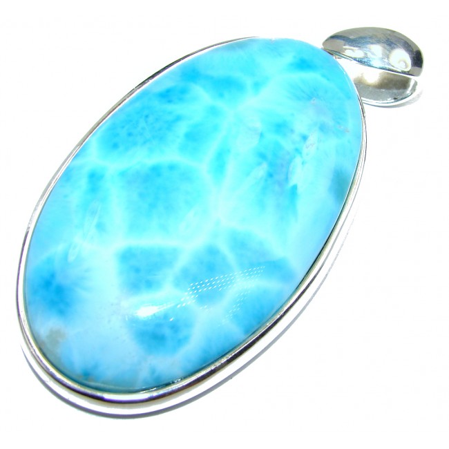 Blue Island genuine Blue Larimar .925 Sterling Silver handmade pendant