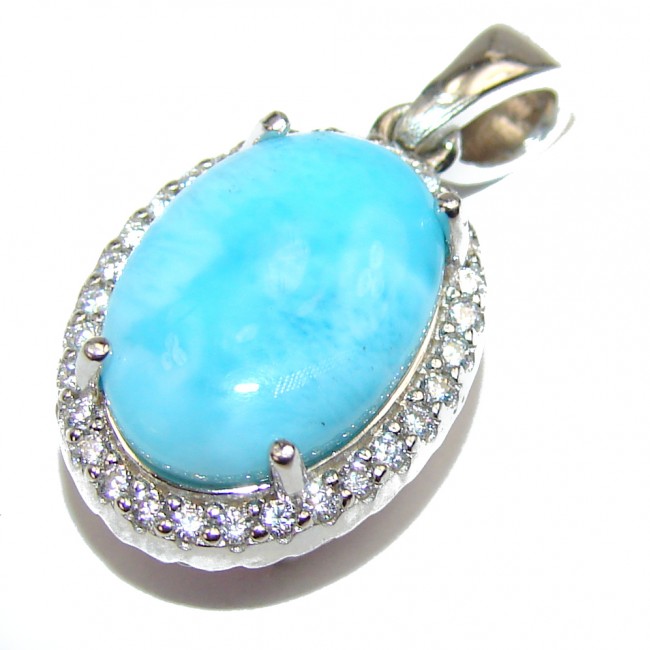 Reversible authentic Pink Opal Larimar .925 Sterling Silver handmade Pendant