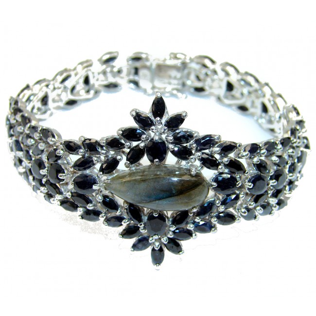 Incredible Sapphire black rhodium over .925 Sterling Silver handcrafted Bracelet